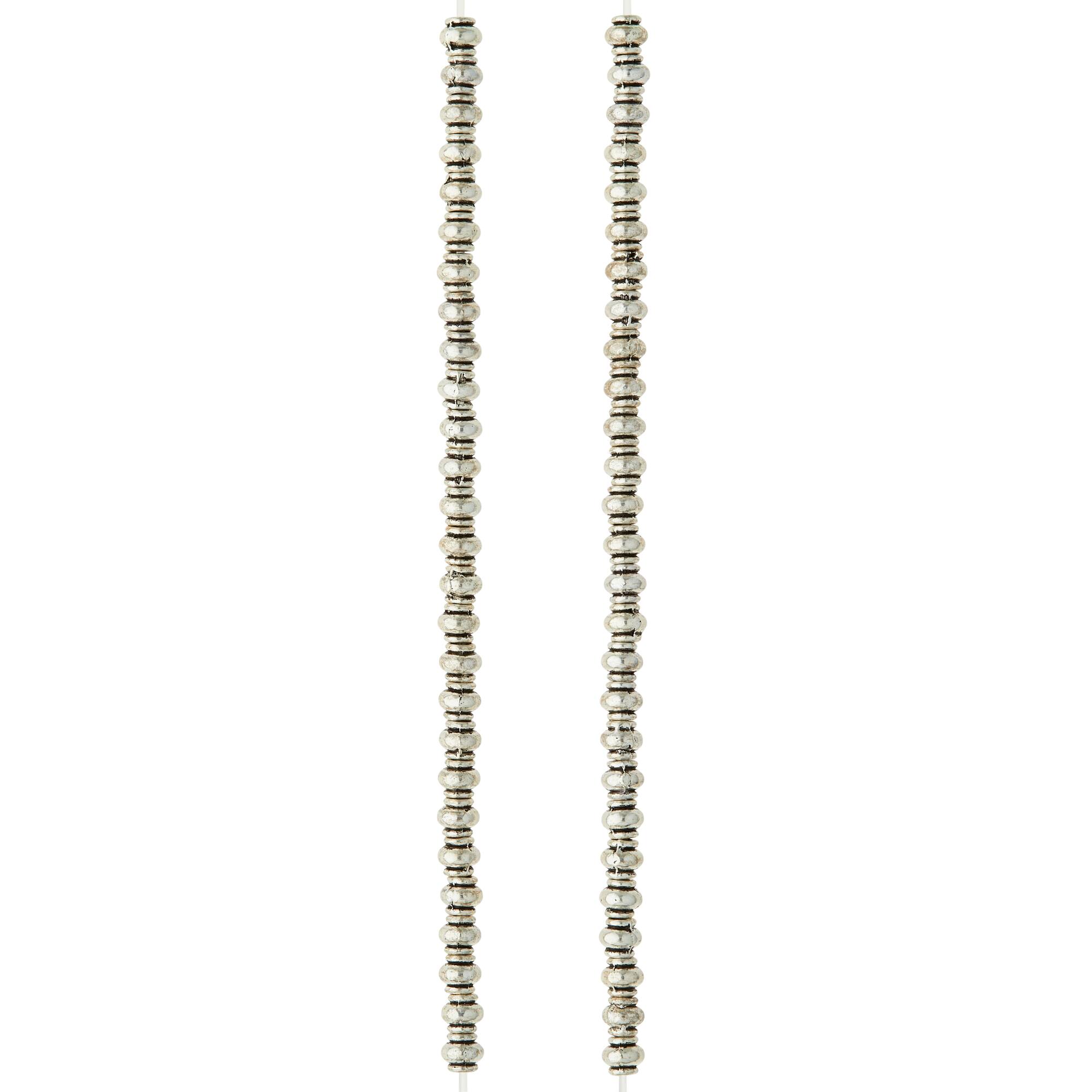 Silver Plated Smooth Rondelle Beads, 4mm by Bead Landing™
